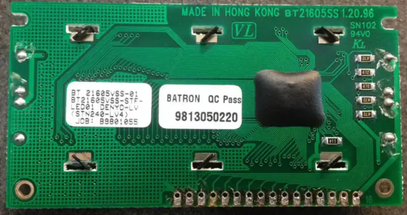 MADE IN HONG KONG BT21605SS 1.20.96 SN102 94V0 KL LCD board