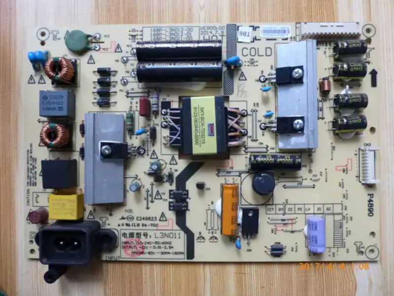 Skyworth 42E510E Power Supply Board 5800-L3N011-0000 168P-L3N012-00