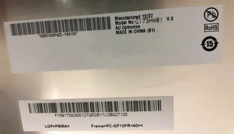 G173HW01 V0 AUO 産業用途向け交換用 LCD パネル