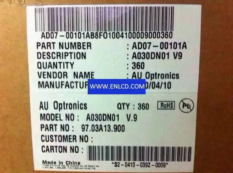 A030DN01 V9 AUO LCD panel replacement for Touch Panel