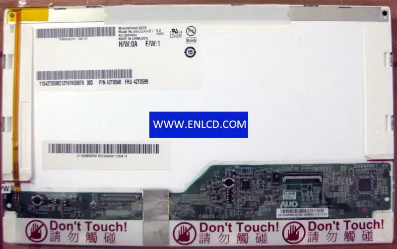 B089AW01 V2 AUO LCD panel replacement for Touchscreen