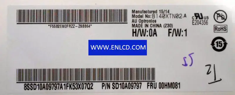 B140XTN02.A AUO LCD panel replacement for Touchscreen