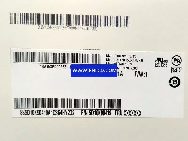 B156XTN07.0 HWAA AUO LCD panel replacement for Touchscreen