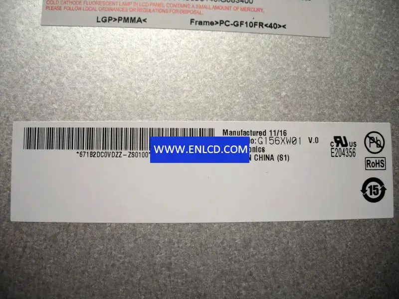 Remplacement du panneau LCD G156XW01 V0 AUO pour applications industrielles