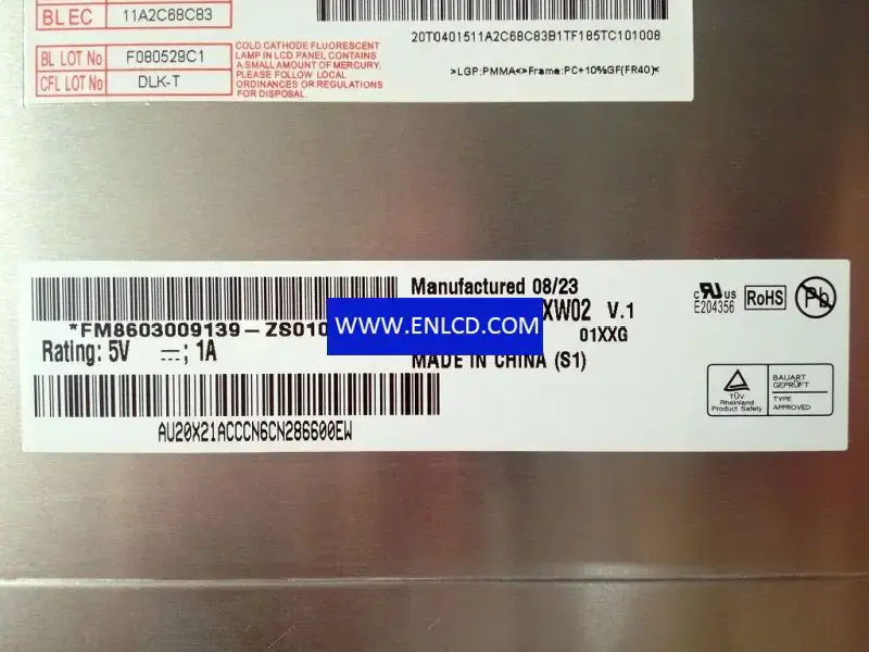 Remplacement du panneau LCD T200XW02 V1 AUO pour téléviseurs