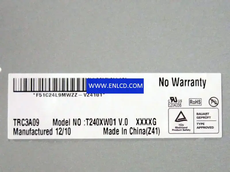 Remplacement du panneau LCD T240XW01 V0 AUO pour écran tactile