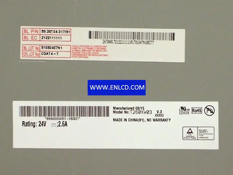TV Setleri için T260XW03 V3 AUO LCD panel değişimi