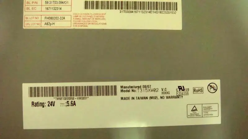 Remplacement du panneau LCD T315XW02 VC AUO pour téléviseurs