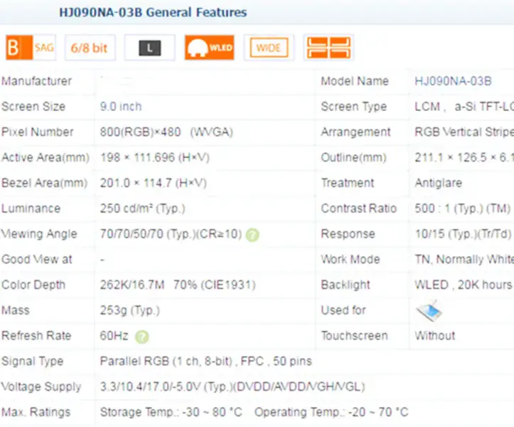 HJ090NA-03B Innolux Замена ЖК-панели для планшетов и планшетов