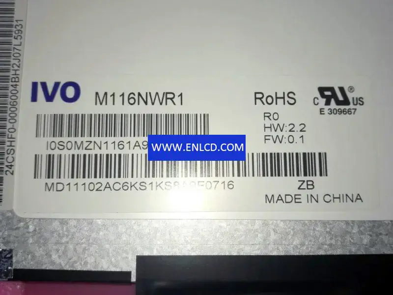 Remplacement du panneau LCD M116NWR1 R0 IVO pour ordinateur portable
