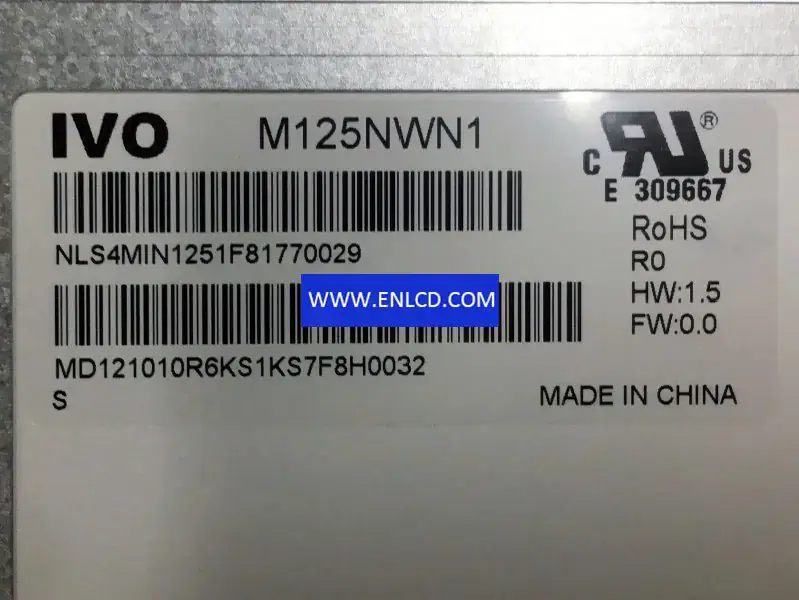 Remplacement du panneau LCD M125NWN1 R0 IVO pour ordinateur portable