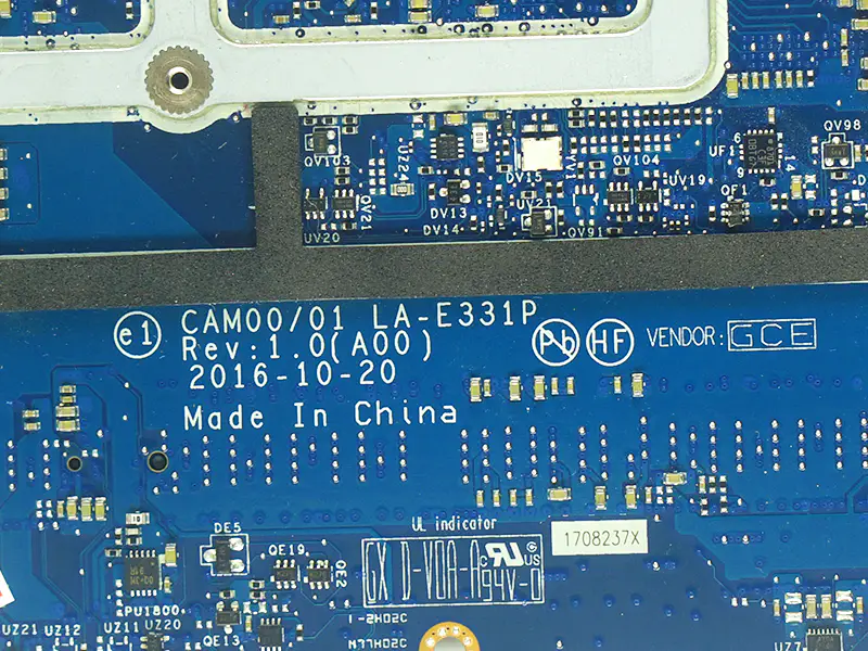 Dell XPS 15 9560 CAM00/01 LA-E331P CN-0YV12N 0YV12N YV12N Carte mère