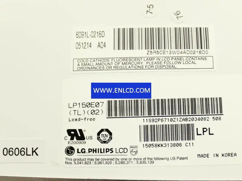 Remplacement du panneau LCD LP150E07-TL02 LG Display pour ordinateur portable