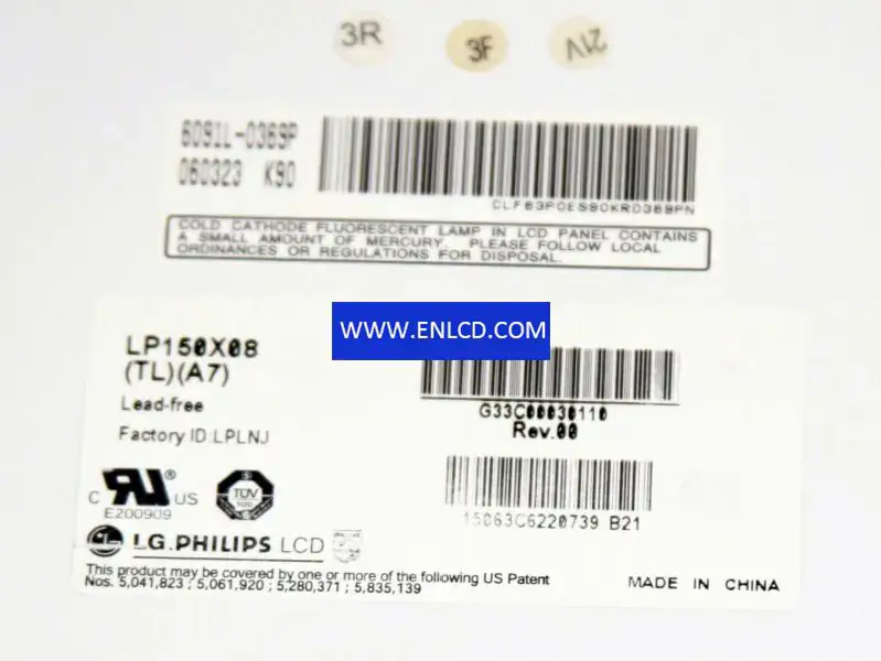 Remplacement du panneau LCD LP150X08-TLA7 LG Display pour ordinateur portable