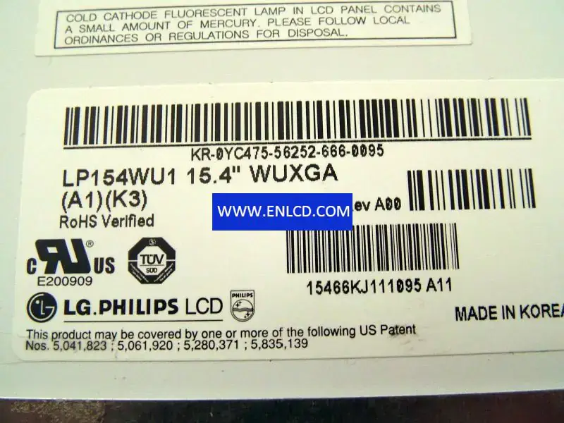 LG Display LP154WU1-A1K3 painel LCD