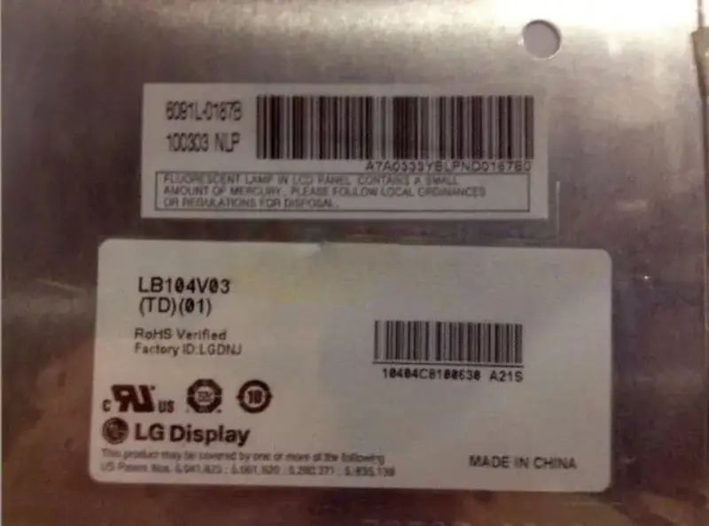 Remplacement du panneau LCD LB104V03-TD01 LG Display pour application industrielle