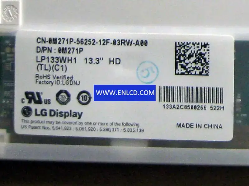 Remplacement du panneau LCD LP133WH1-TLC1 LG Display pour ordinateur portable