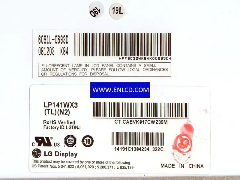 Remplacement du panneau LCD LP141WX3-TLN2 LG Display pour ordinateur portable