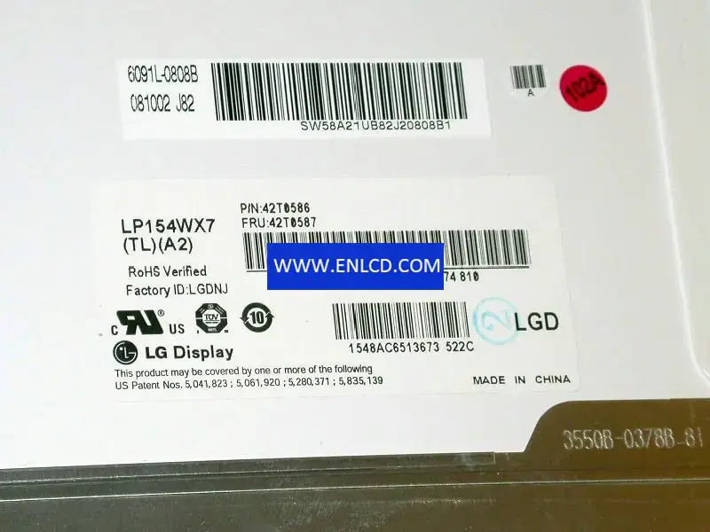 Remplacement du panneau LCD LP154WX7-TLA2 LG Display pour ordinateur portable