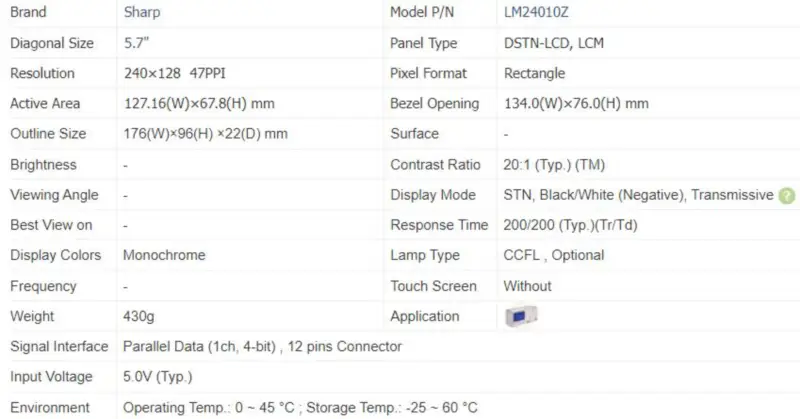 Sharp LM24010Z LCD