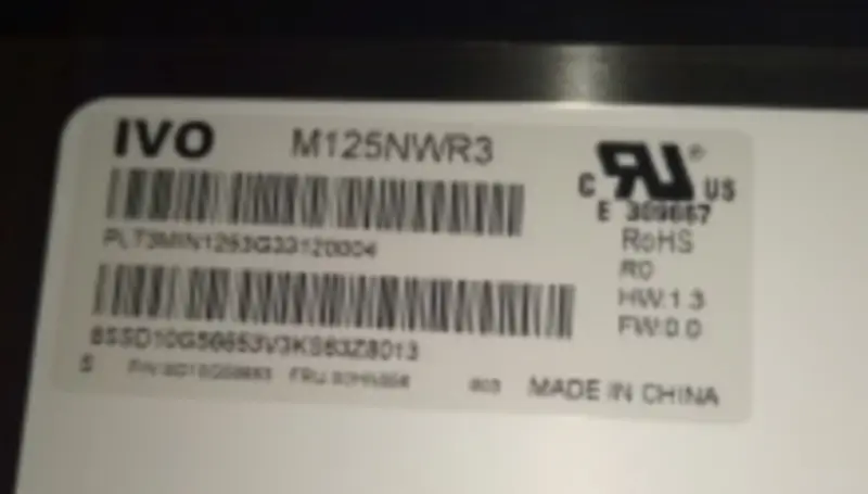 Pannello LCD sostitutivo M125NWR3 R0 IVO per laptop