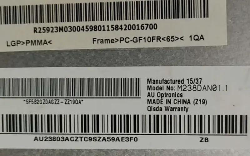 Remplacement du panneau LCD M238DAN01.1 Q0 AUO pour moniteur de bureau