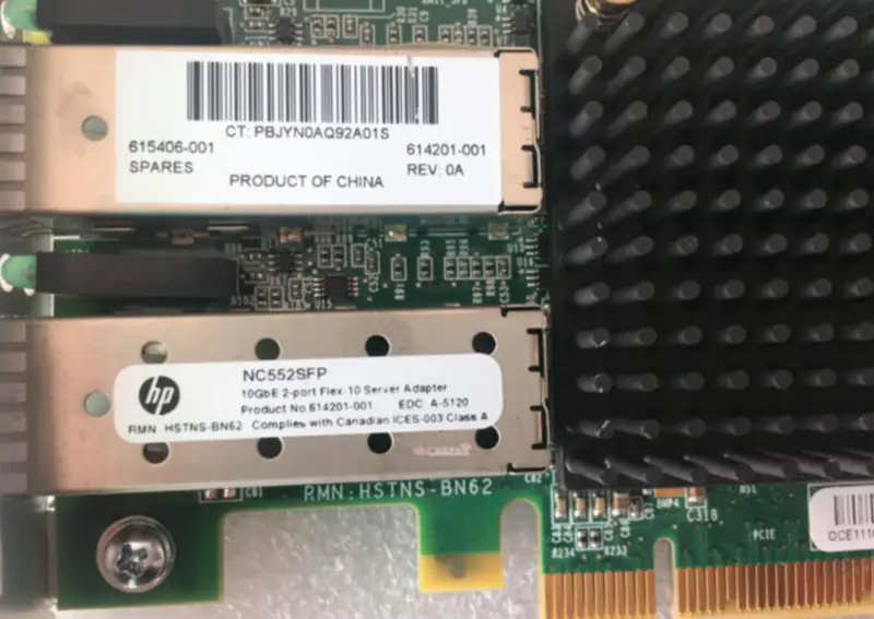 HP NC552SFP 10GbE 2ポート・イーサネット・サーバ・アダプタ 614203-B21 615406-001 614201-001