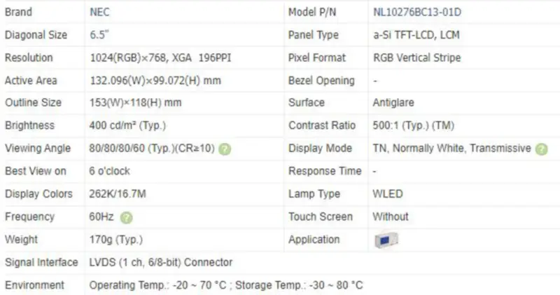 NEC NL10276BC13-01D LCD