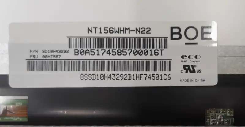 NT156WHM-N22 BOE LCD panel replacement for Laptop