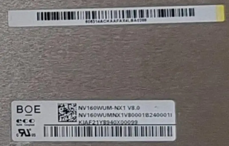 NV160WUM-NX1 BOE Remplacement de l'écran LCD