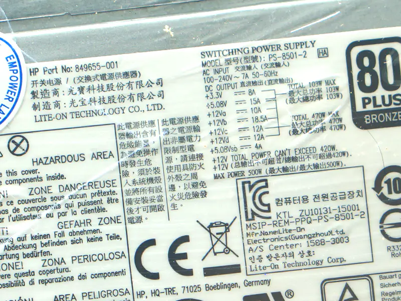 PSU For HP 500W Power Supply DPS-500AB-20A 746177-002 849655-003 PS-8501-2 849655-001