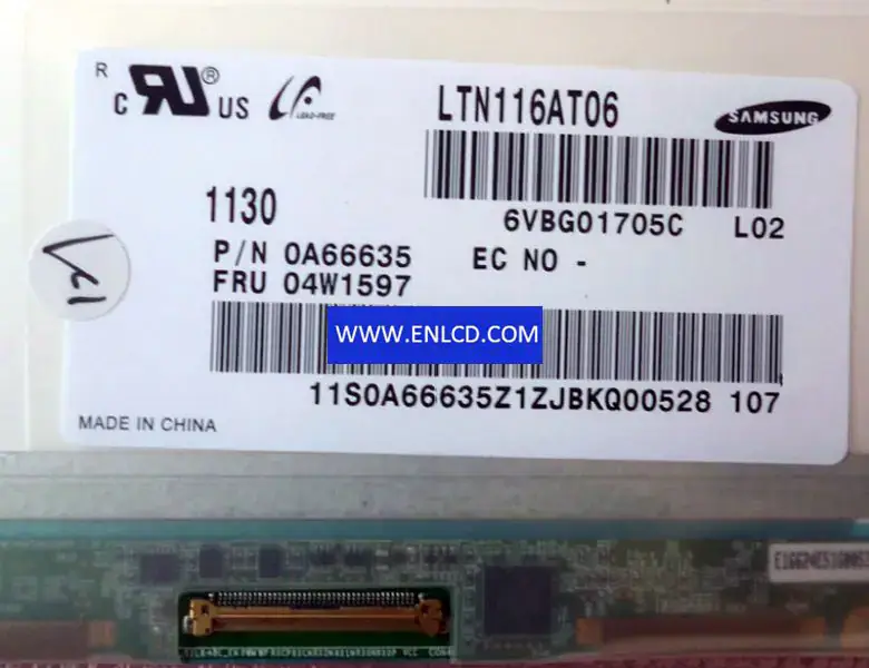 Remplacement du panneau LCD Samsung LTN116AT06-L02 pour Netbook PC, ordinateur portable