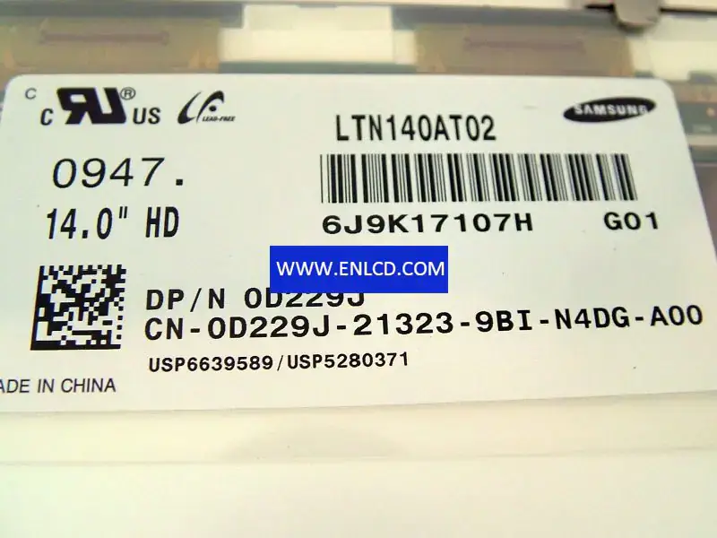 Remplacement du panneau LCD Samsung LTN140AT02-G01 pour ordinateur portable
