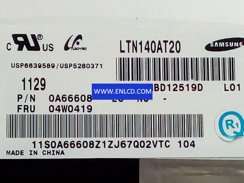 LTN140AT20-L01 Samsung LCD panel replacement for Laptop