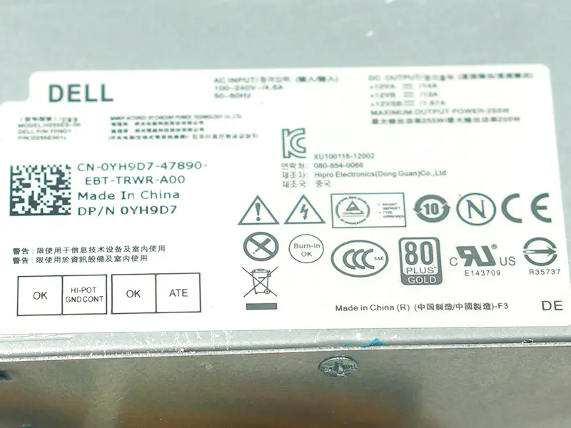 For DELL OptiPlex 3020 T1700 9020 L255ES-00 Power Supply 255W H255AS-00 L255AS-00 YH9D7
