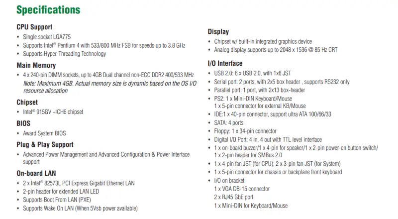 Carte mère NEXCOM PEAK760VL2